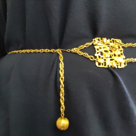 Vintage Modernist Brutalist Plate Chain Belt - Picture 5 of 11